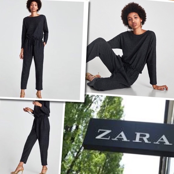 Zara Pants - ZARA GRAY KNIT STRETCHY JUMPSUIT